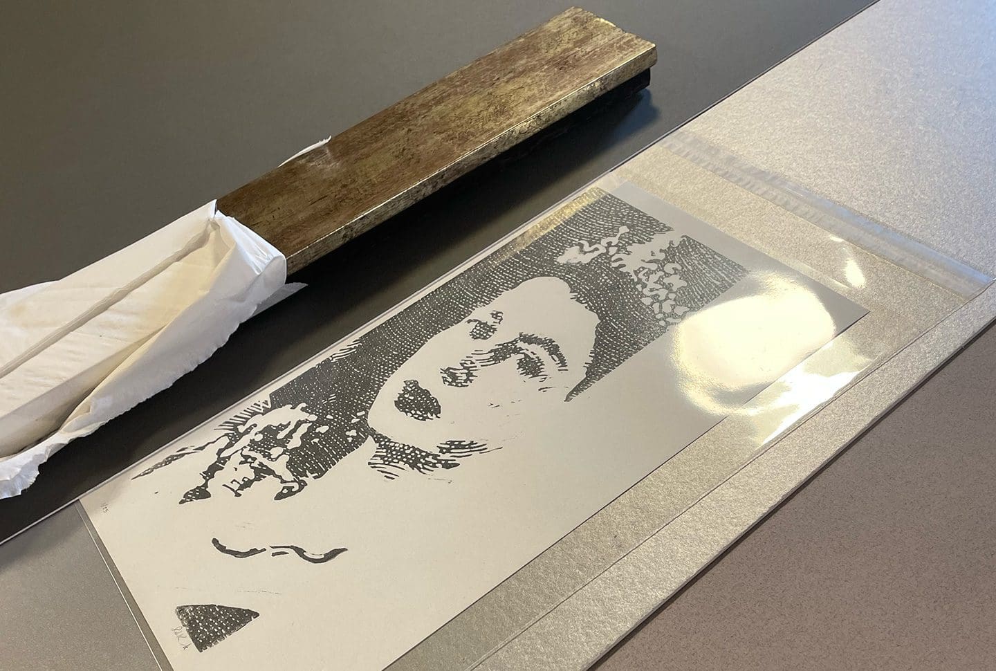 The Queen, Award-winning linocut portrait by Rik Barwick