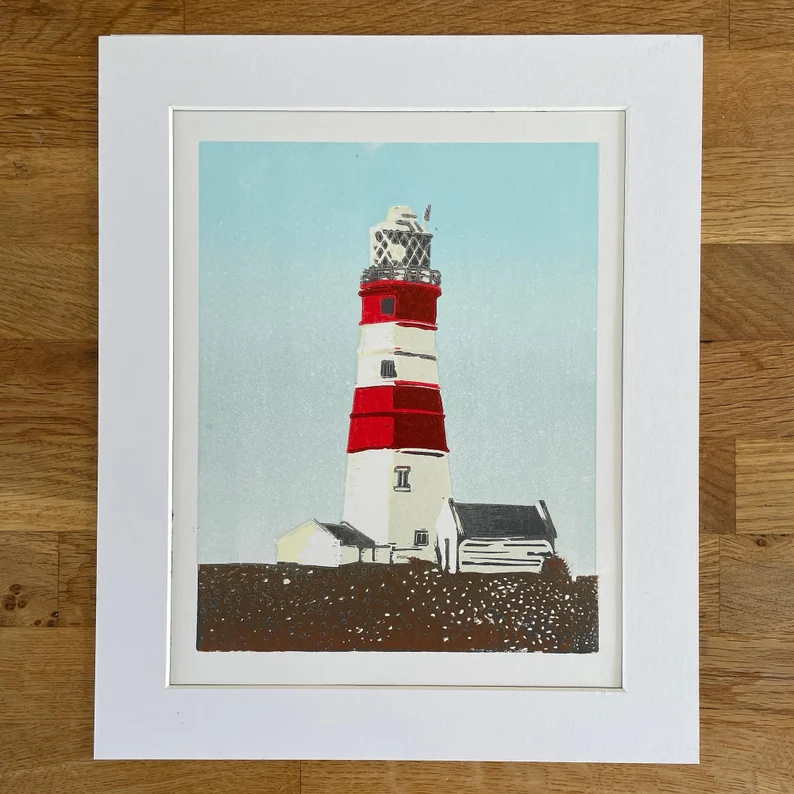 Orfordness Lighthouse - Final Lino Print
