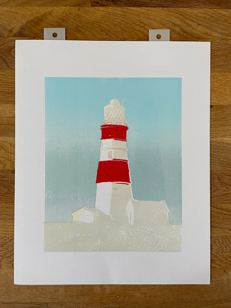 Orfordness Lighthouse Lino Print - Layer 4