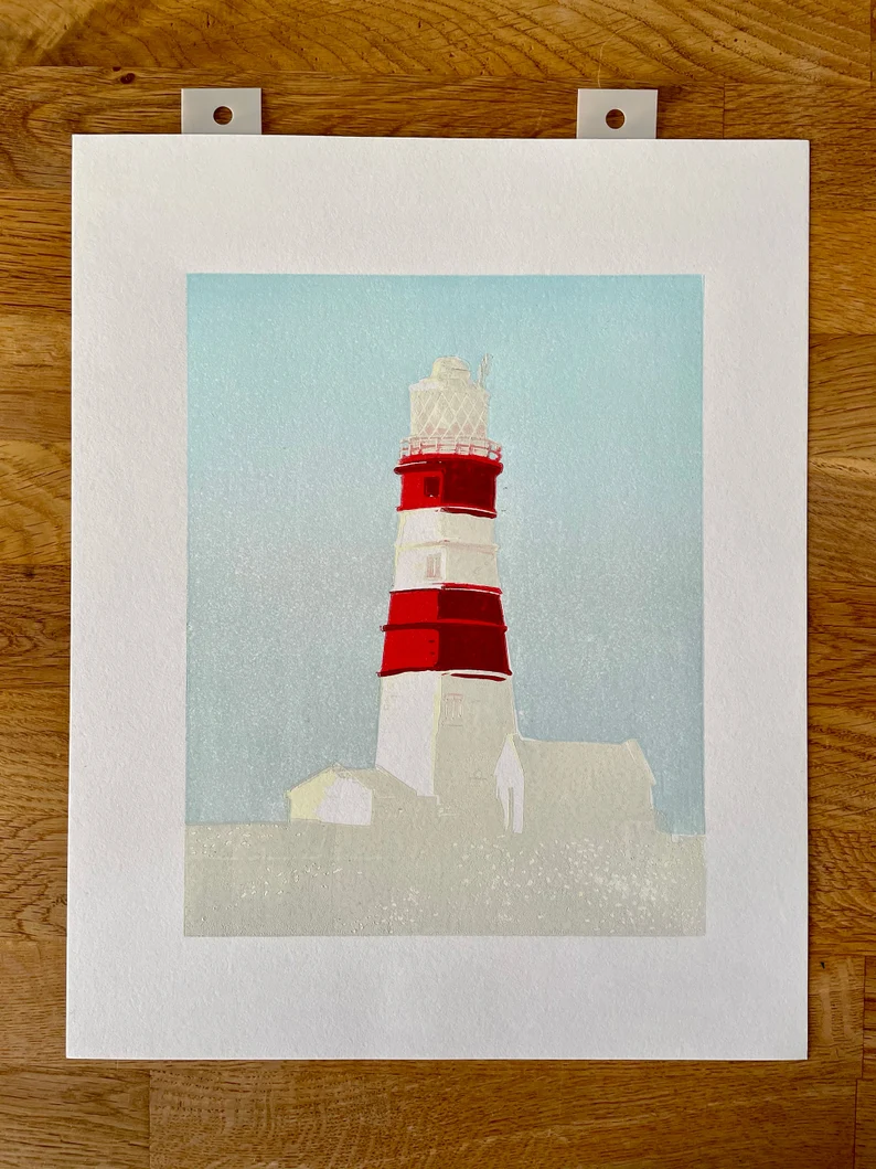 Orfordness Lighthouse Lino Print - Layer 5