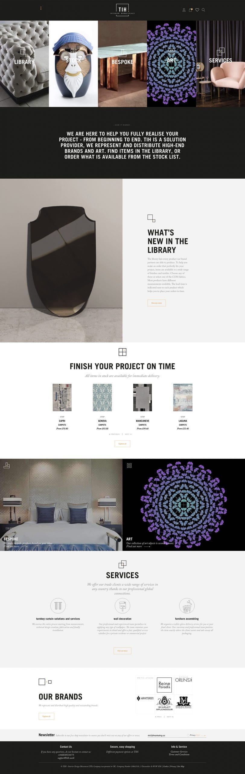 Bespoke Shopify Website Theme Design for Interior Designers TIH