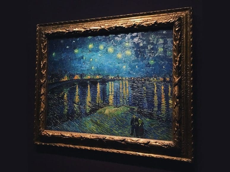 Starry Night Over Rhone by Vincent van Gogh - The choice of ornate framing enhanced the artist's brushstrokes.