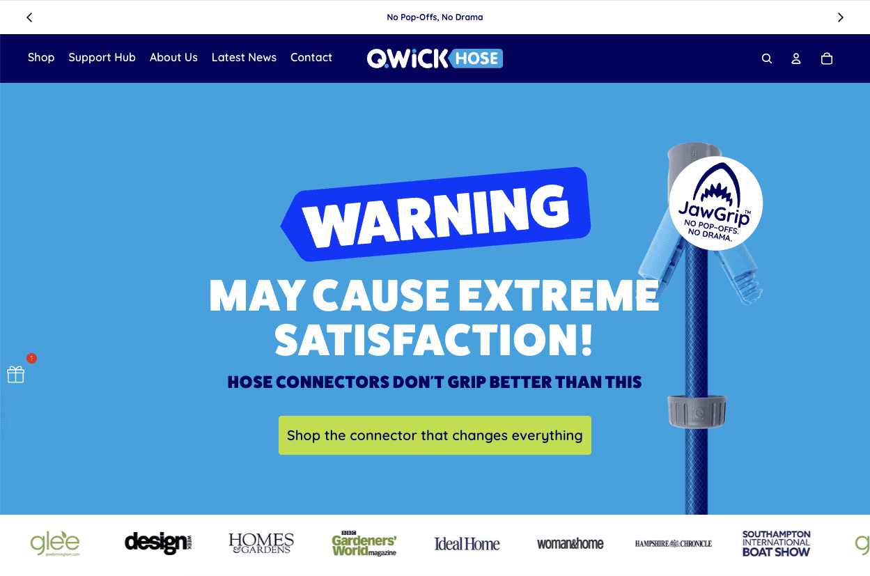 Qwickhose Shopify Hero Section